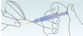 Коли поршень досягне свого кінцевого положення, система автоматичного  втягування голки спрацює, і  поршень зафіксує імплантат у підшкірній клітковині.