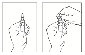 Використовувати обидві руки, щоб відкрити ампулу: утримуючи нижню частину ампули в одній руці
